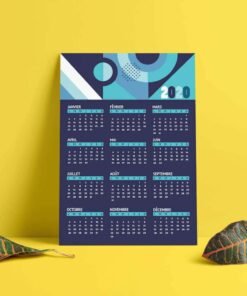 Calendrier Bleu Géométrique 2020