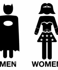 Sticker Porte WC Batman et Wonder woman