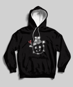 Sweat à capuche - Design Face Oiseau Coeur Strass - S, Noir