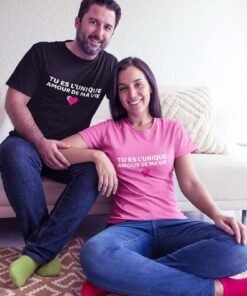 Tshirt imprimé - tu es l'unique amour de ma vie - Rose, XL