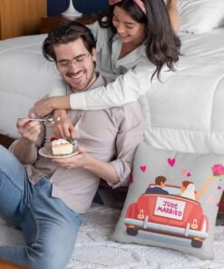 coussin imprimé - just married