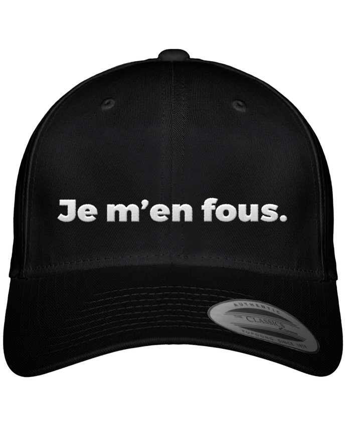 casquette-panneaux-flexfit-classique-black-je-m-en-fous-by-SUBLIMATION