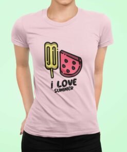 Tshirt Femme - I Love Summer - L, Rose