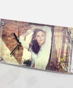 Horloge en cristal rectangulaire 30 x 16 cm Personnalisé