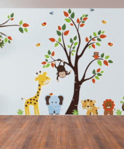 Stickers muraux enfants , Sticker Arbre avec Animaux Style 1