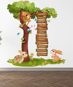 Stickers muraux enfants , Sticker Arbre avec Animaux Style 4