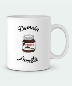 Mug en Céramique Demain j'arrête le Nutella