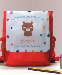 Sac à dos enfant personnalisable - Collection Animaux - Rouge