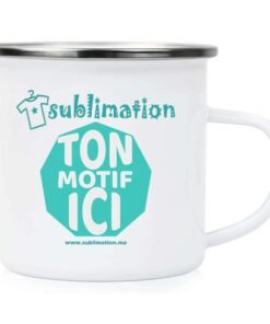 Mug blanc en métal Emaillé Personnalisé