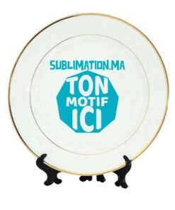 Assiette blanche cercle doré en céramique Personnalisé