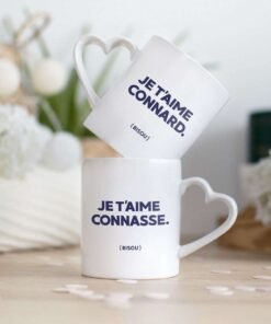 Mug Coeur Duo Je t'aime Connard Je t'aime Connasse