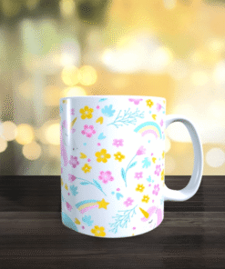 Mug blanc imprimé - fleur unicorne