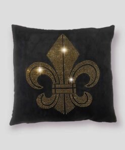 Coussin Noir Fleur-de-lis avec Strass en Cristal