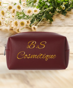 Sac cosmétique personnalisé avec nom de couleur unie (bleu marine)