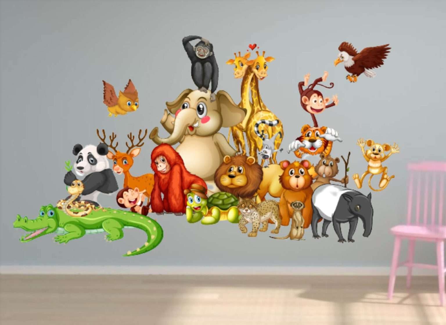 Stickers Muraux Oursons Jungle - Déco Chambre Enfant - Autocollants Faciles à Poser