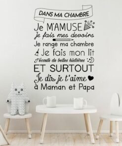 Autocollant Sticker mural règles dans ma chambre