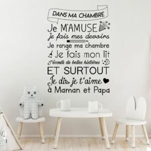 Autocollant Sticker mural règles dans ma chambre