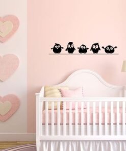 Autocollant Mural cinq oiseaux pour chambre d'enfants