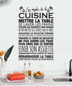 Autocollant Sticker mural les règles de la cuisine