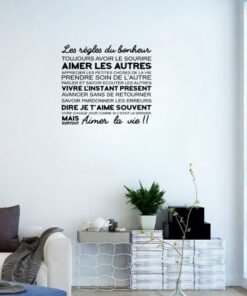 Autocollant Sticker mural citation Les règles du bonheur