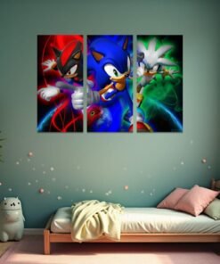 Tableau mural 3 pièces Sonic – Héros de la vitesse